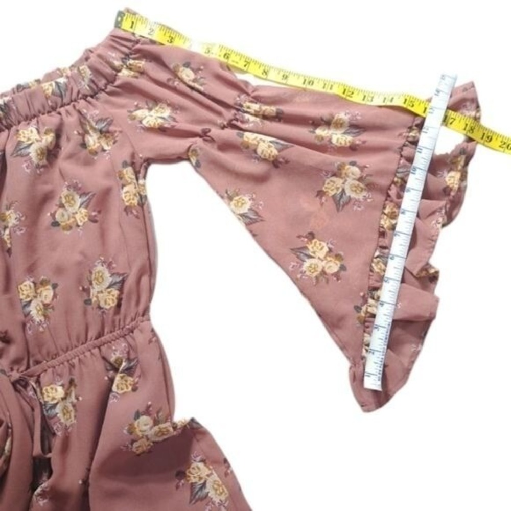 Blush Women's Romper Floral Print‎ Old Pink Long Sleeves Size Small - Picture 10 of 14